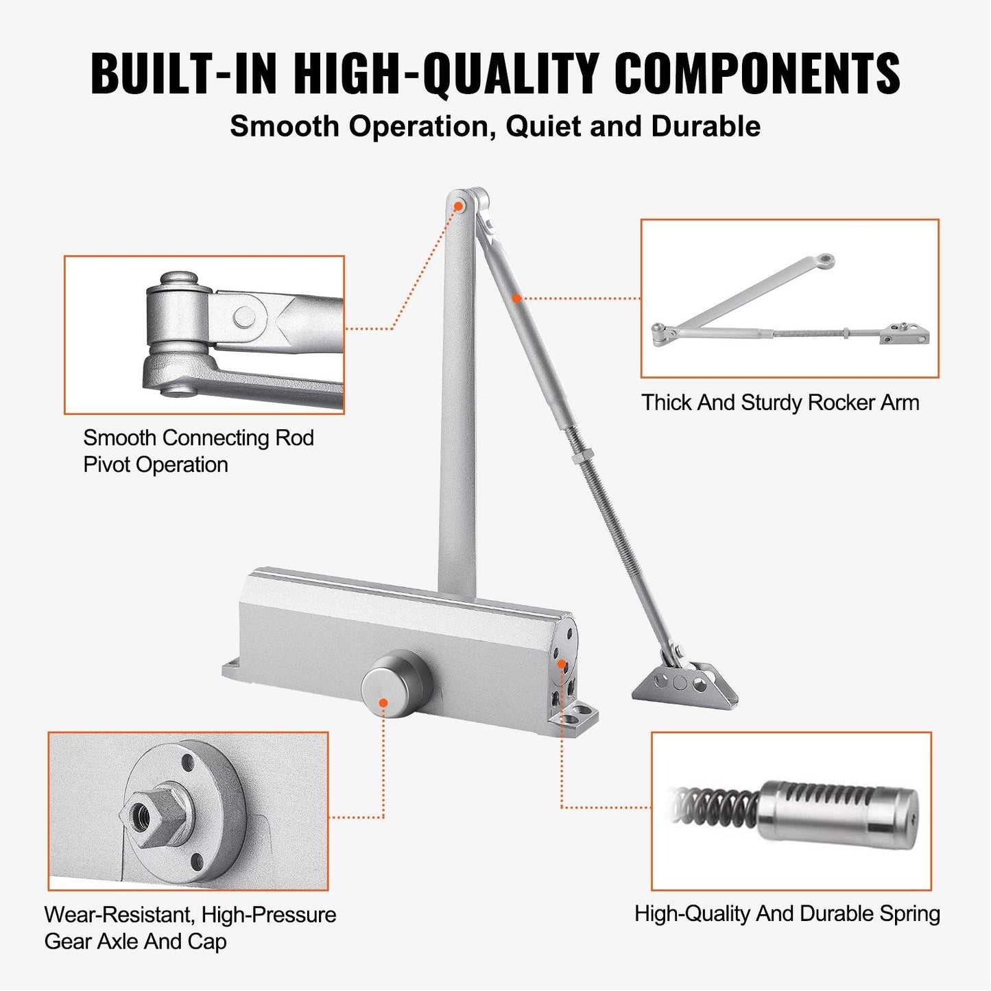 Heavy Duty Automatic Door Closer, 120 kg Load, Adjustable Hydraulic Control
