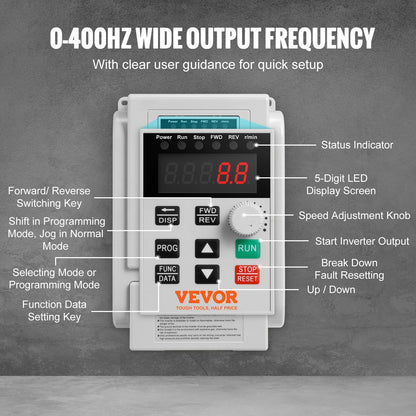 2.2KW 3HP Variable Frequency Drive for 3-Phase Motor with 10A Protection
