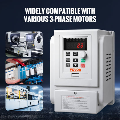 VEVOR VFD 5HP, 4KW, 18A, 1 Phase 220V-240V Input to 3 Phase 220V-240V Output Variable