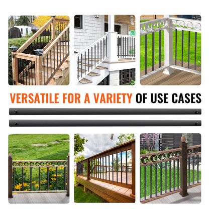 VEVOR Staircase Metal Balusters, 38'' x 1'' Flat Aluminum Alloy Decorative Banister