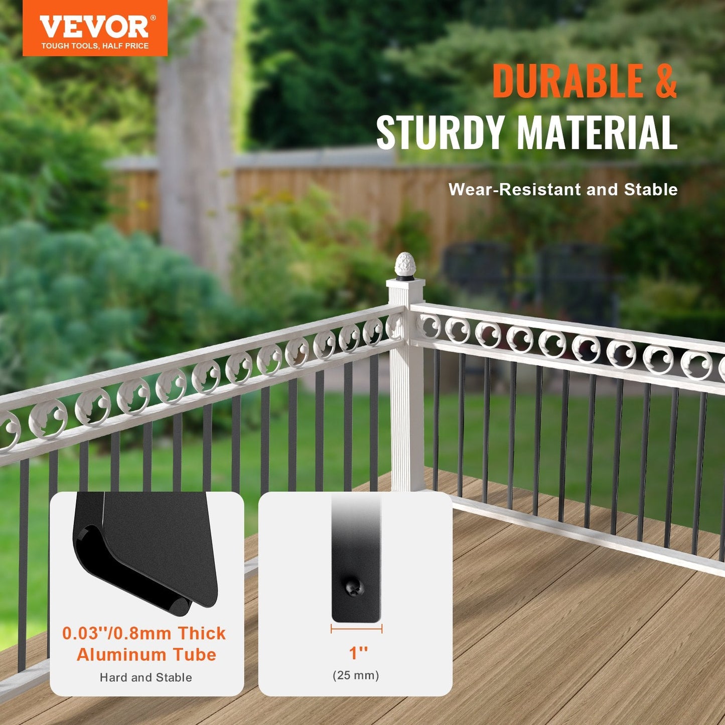 Decorative Aluminum Alloy Staircase Balusters, 0.75m x 0.03m, 51 Pack, Matte Black