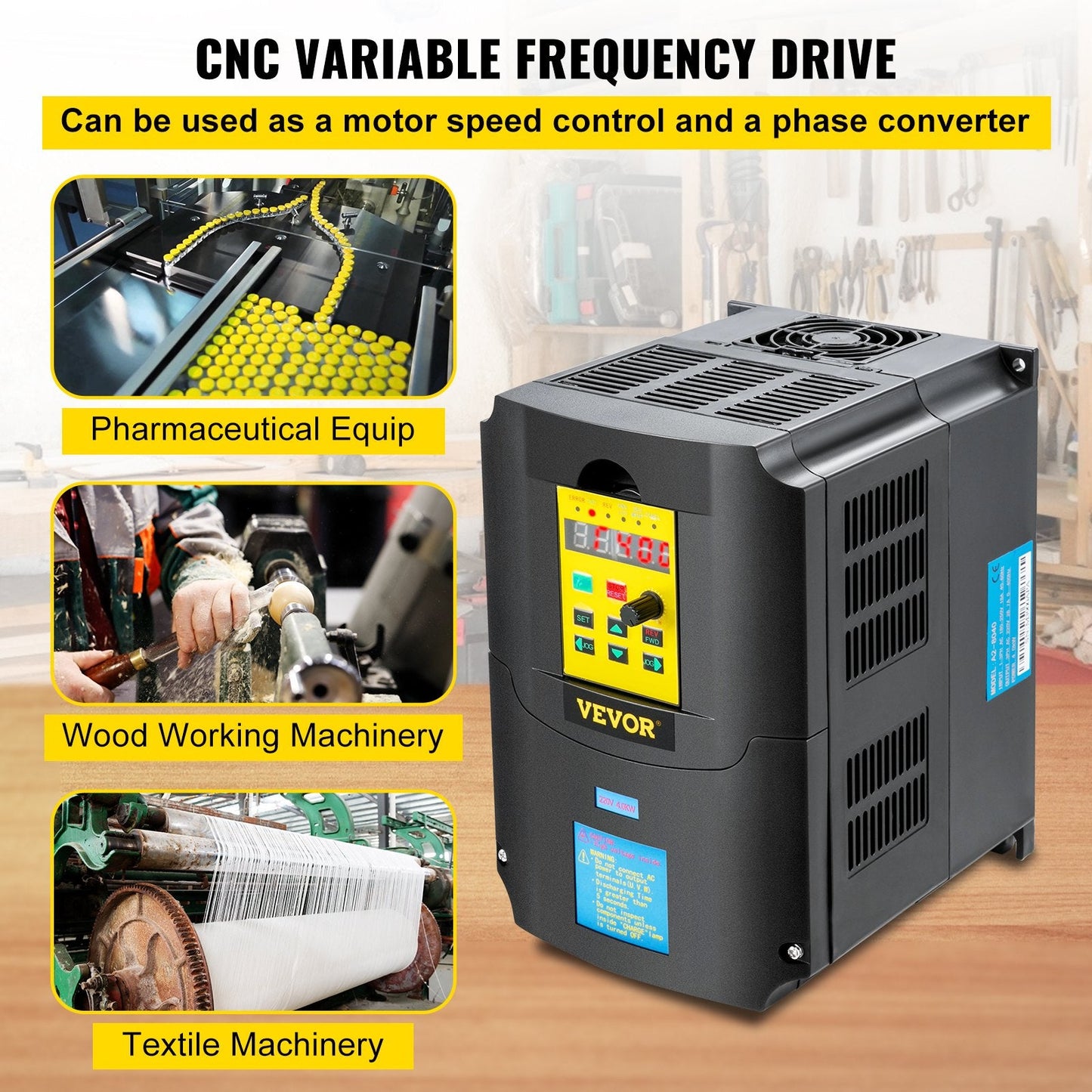 220V 4kW CNC Motor Inverter Drive, 5.5HP, Smart Display, Multi-Protection