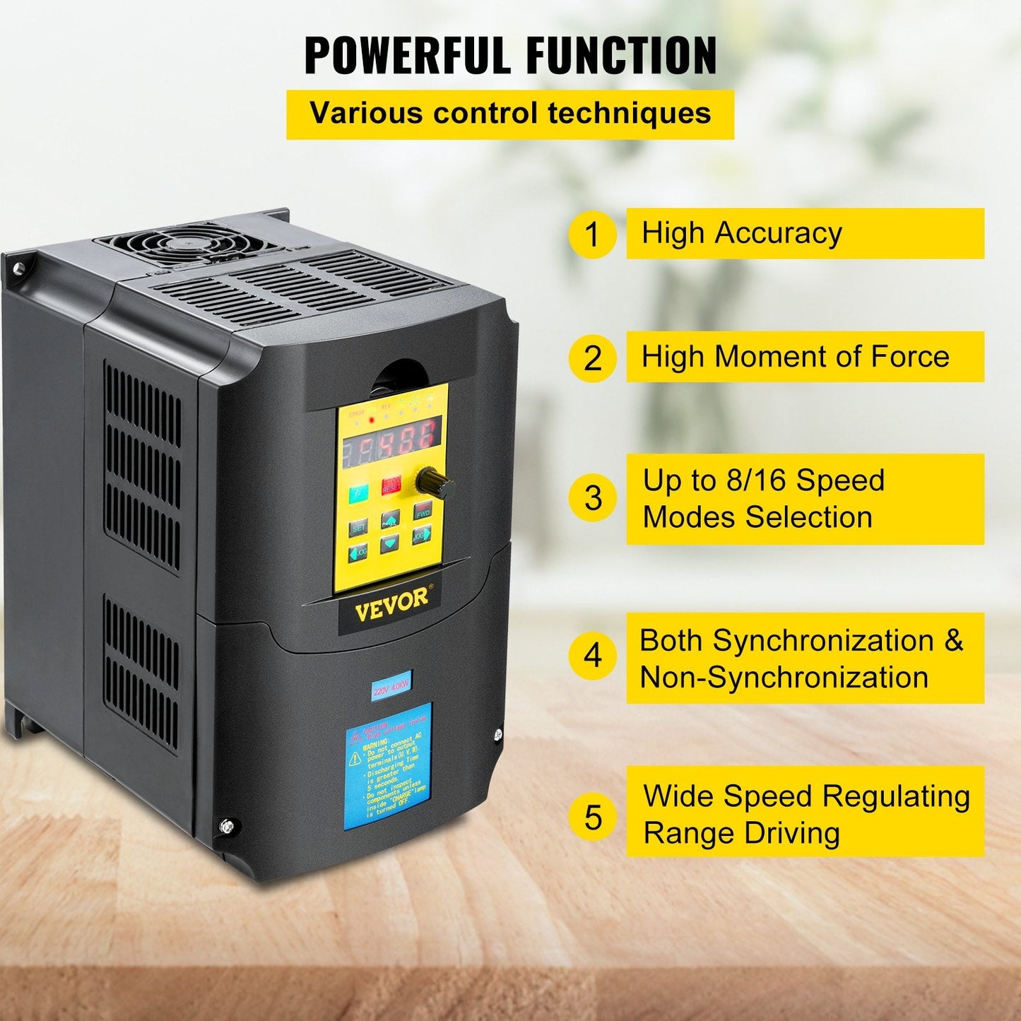 220V 4kW CNC Motor Inverter Drive, 5.5HP, Smart Display, Multi-Protection