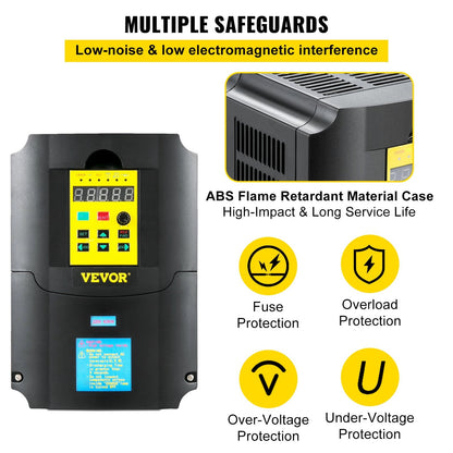 220V 4kW CNC Motor Inverter Drive, 5.5HP, Smart Display, Multi-Protection