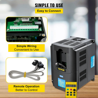 220V 4kW CNC Motor Inverter Drive, 5.5HP, Smart Display, Multi-Protection