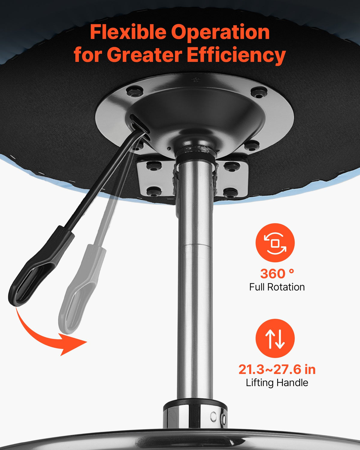 Rolling Stool with Back Support, 226.8kg Weight Capacity, Height Adjustable, Thick Cushion Ergonomic PU Leather Seat, 360° Swivel Round Rolling Stool Chair for Dental, Salon, Clinic, Blue