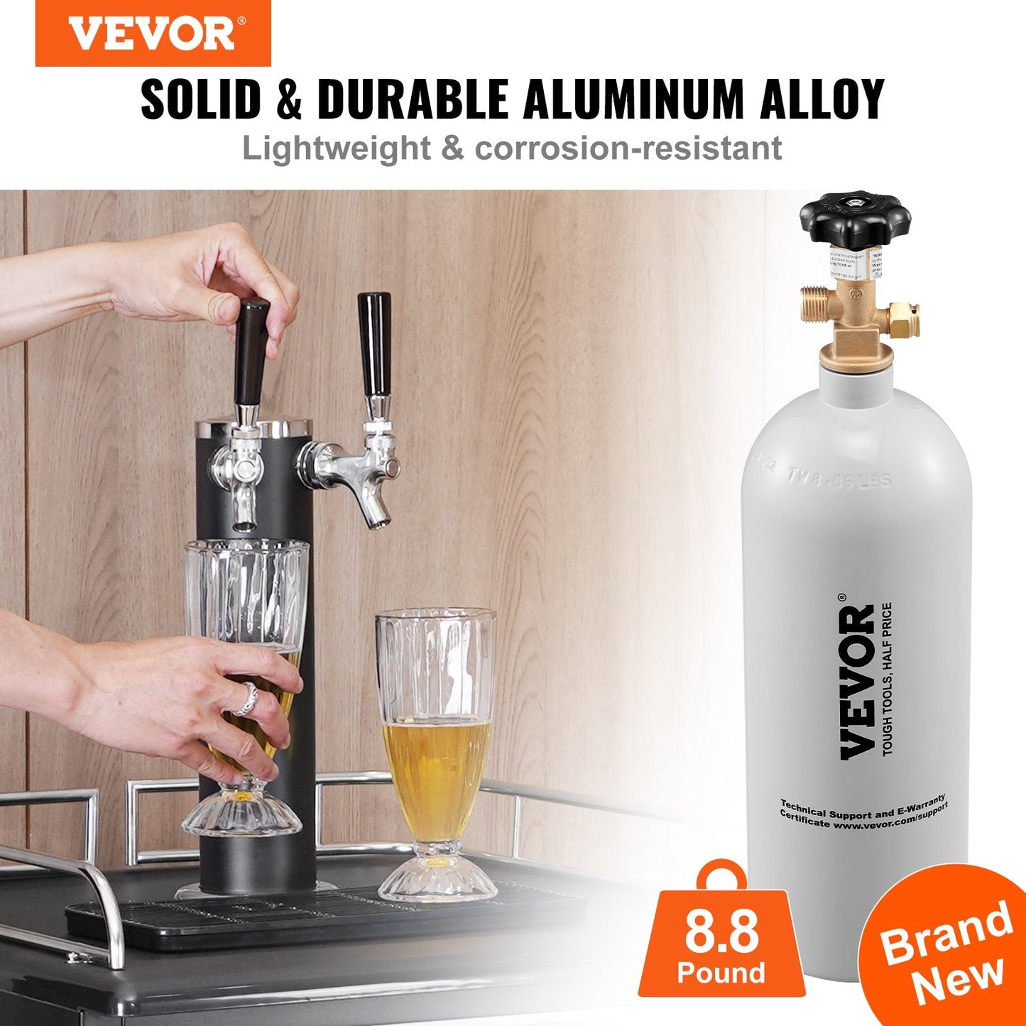 Aluminum CO2 Cylinder, 2.3 kg Capacity, with CGA320 Valve and Gray Coating