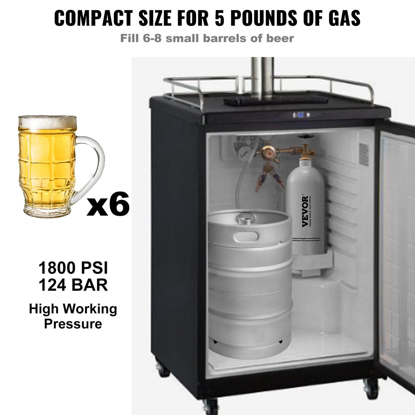 Aluminum CO2 Cylinder, 2.3 kg Capacity, with CGA320 Valve and Gray Coating