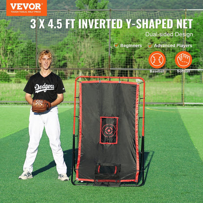Dual-Sided Baseball & Softball Rebounder Net, 1.1x1.4m, Steel Frame, Portable