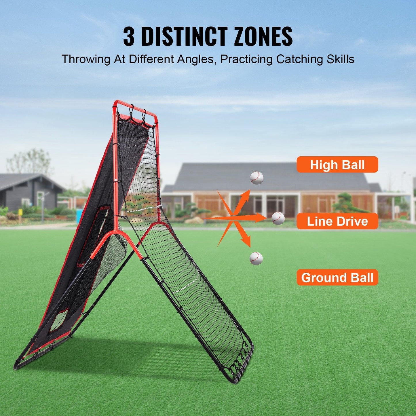 Dual-Sided Baseball & Softball Rebounder Net, 1.1x1.4m, Steel Frame, Portable