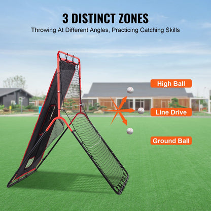 Dual-Sided Baseball & Softball Rebounder Net, 1.1x1.4m, Steel Frame, Portable
