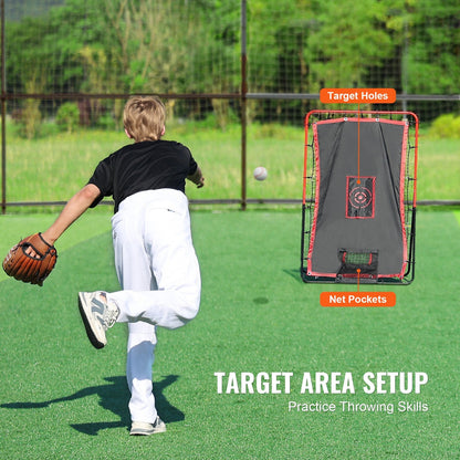 Dual-Sided Baseball & Softball Rebounder Net, 1.1x1.4m, Steel Frame, Portable