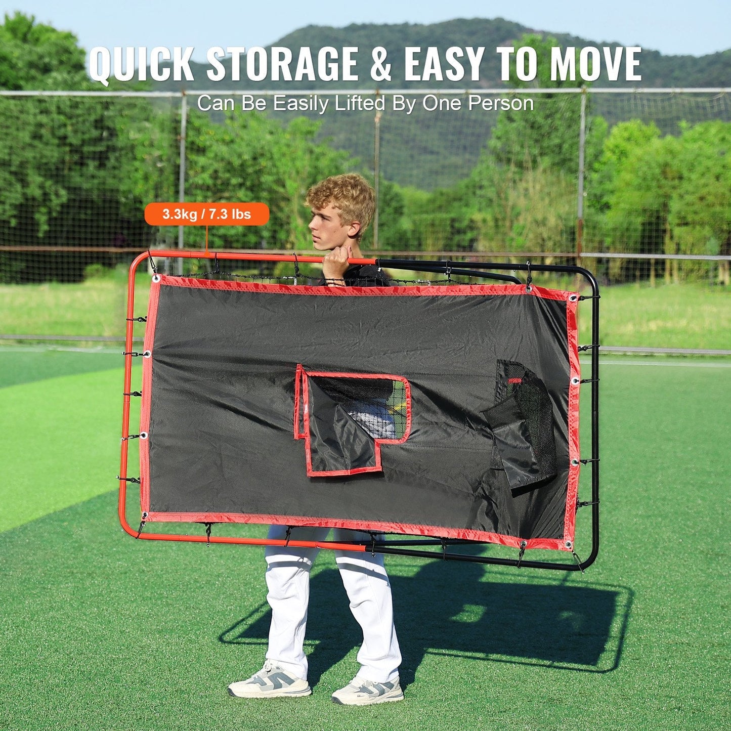 Dual-Sided Baseball & Softball Rebounder Net, 1.1x1.4m, Steel Frame, Portable