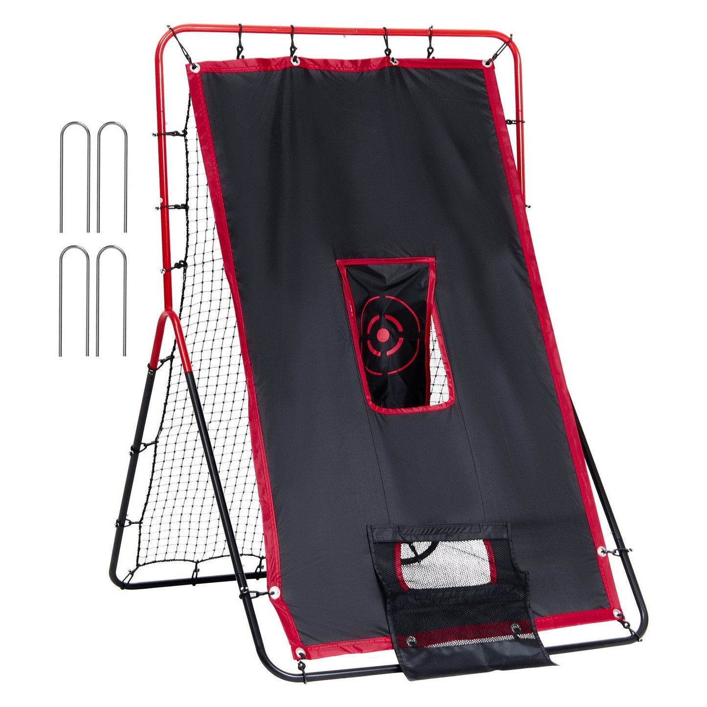 Dual-Sided Baseball & Softball Rebounder Net, 1.1x1.4m, Steel Frame, Portable