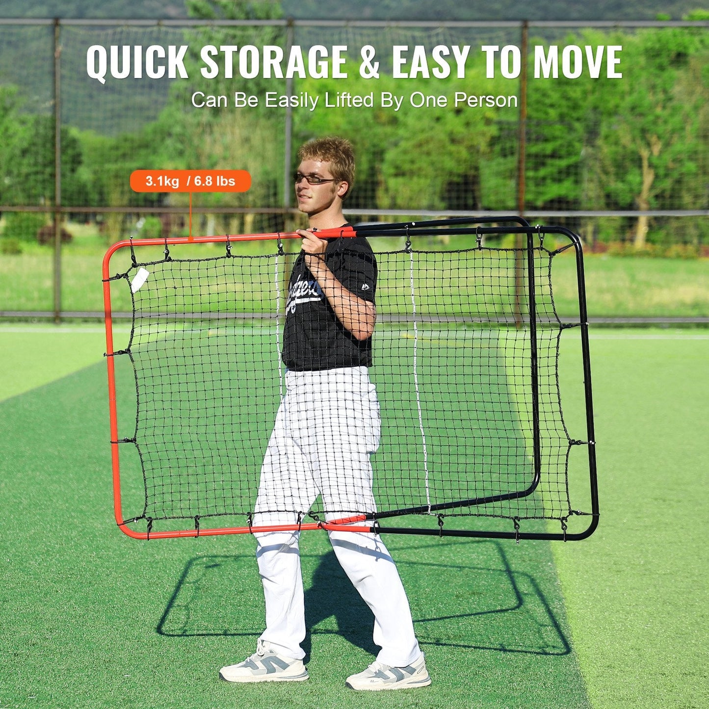 Adjustable Baseball & Softball Rebounder Net, 3-Way Trainer (0.9 x 1.4 m)
