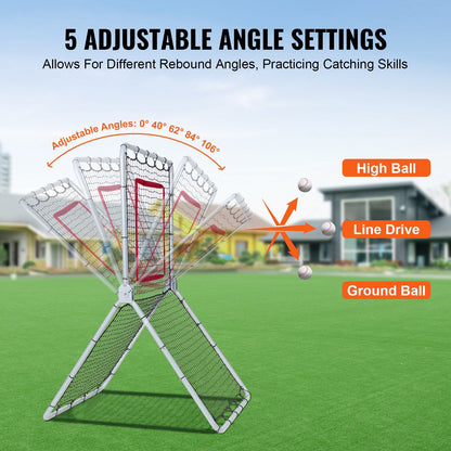 Adjustable Baseball & Softball Rebounder Net, 1.07 x 1.83 m, Steel Frame