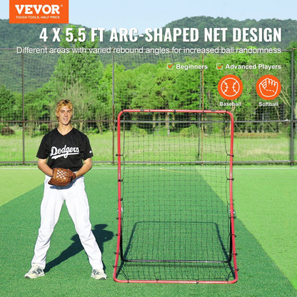 Adjustable Baseball & Softball Rebounder Net - 1.2 x 1.7 m Steel Frame