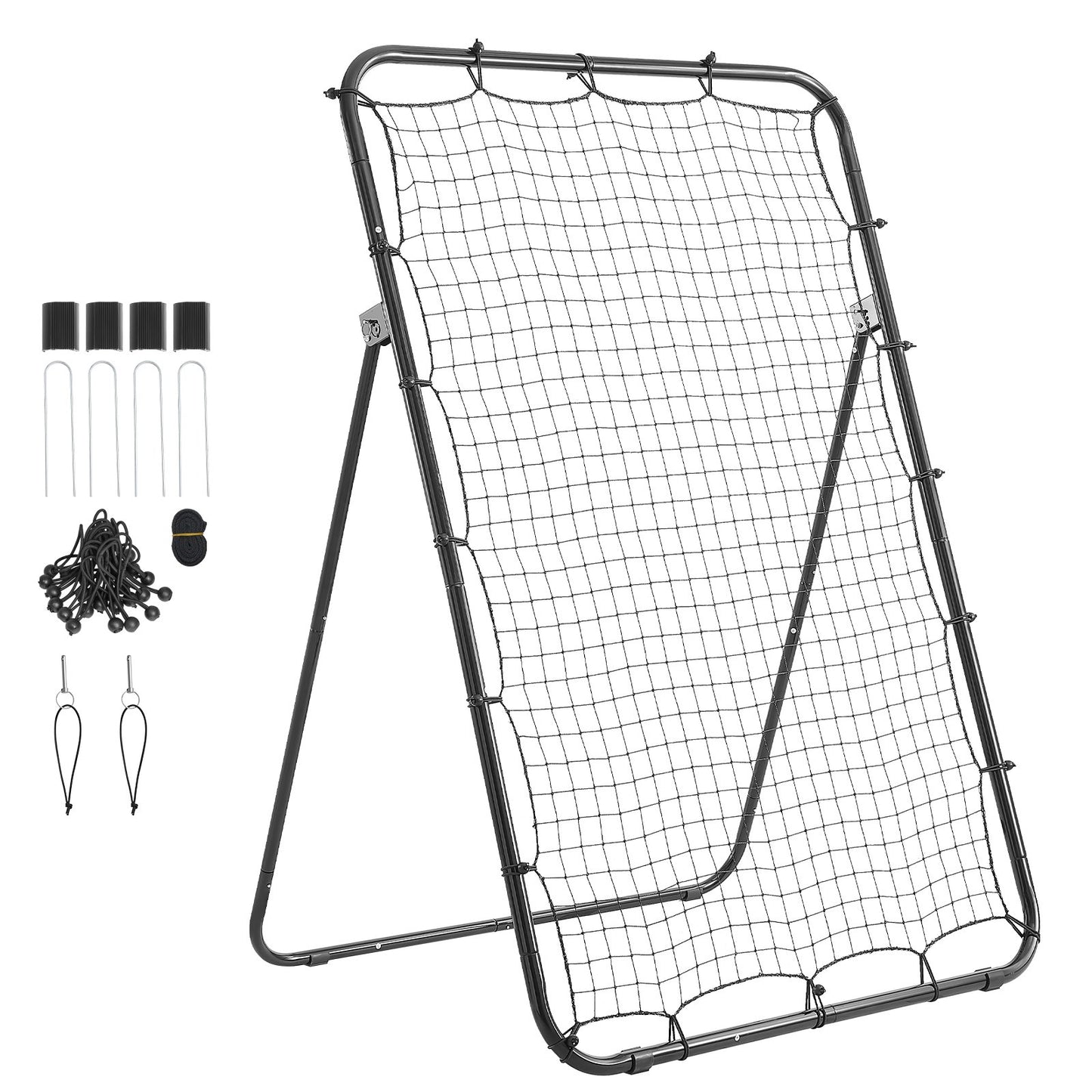 Baseball Softball Rebounder Net 1210 x 1730 mm Pitch Back Trainer, 5 Adjustable Angles with Strike Zone Target, Steel Frame, Bounce Back Net for Pitching & Fielding Training, Return Practice