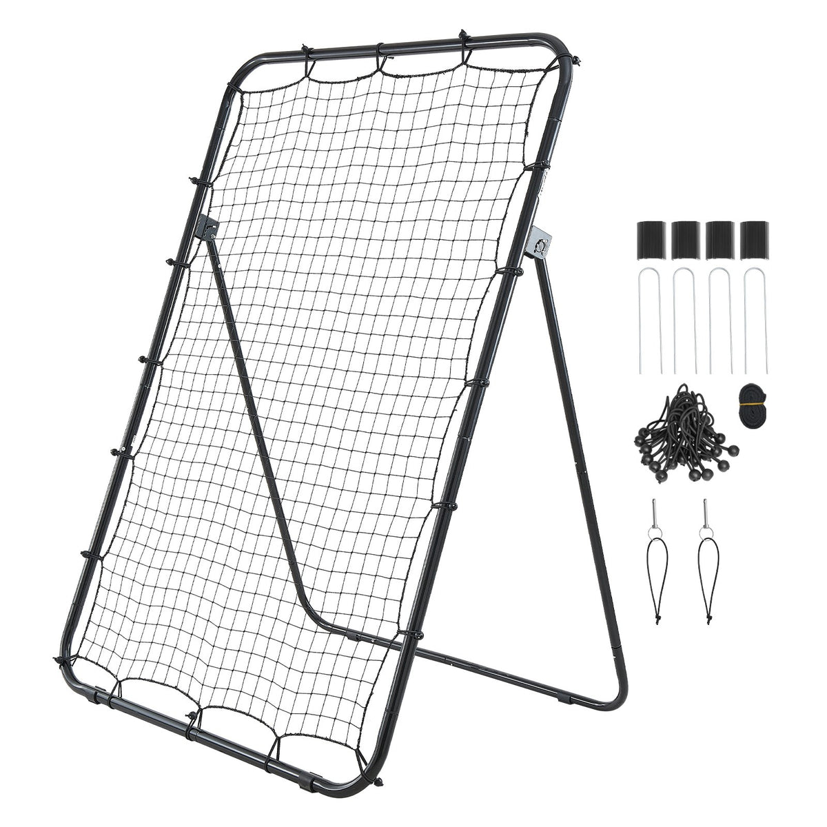 Baseball Softball Rebounder Net 1210 x 1730 mm Pitch Back Trainer, 5 Adjustable Angles with Strike Zone Target, Steel Frame, Bounce Back Net for Pitching & Fielding Training, Return Practice