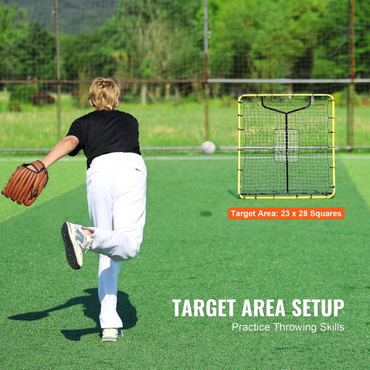 Adjustable Baseball & Softball Rebounder Net, 1.2x1.4m, Steel Frame, Portable
