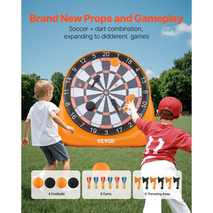 VEVOR Inflatable Soccer Dart Board over 2 m with 4 Kick Ball 6 Darts 6 Axe Pump