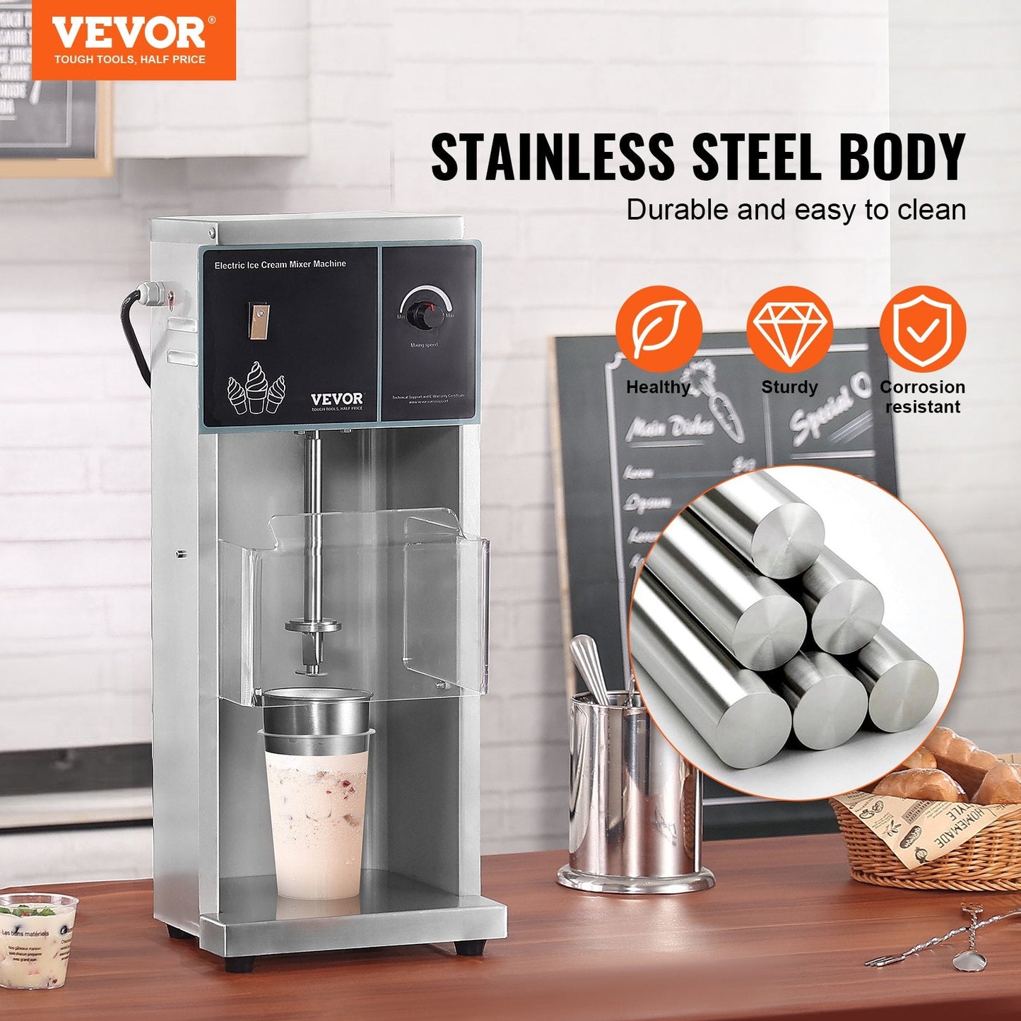 400W Stainless Steel Ice Cream Blender with High-Speed Mixing, 10 kg