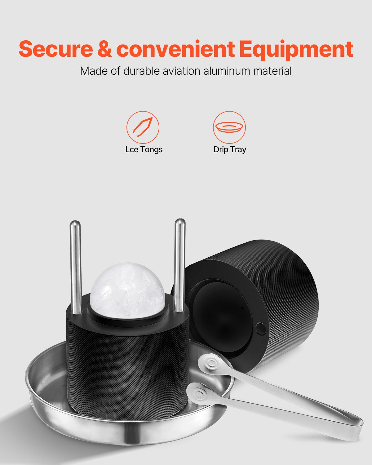 VEVOR Ice Ball Press Kit Ice Ball Maker 2.4"/60mm Clear Sphere Whiskeys Scot