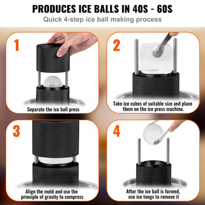 Premium 6cm Ice Ball Maker Kit with Tongs & Tray for Whiskey & Cocktails