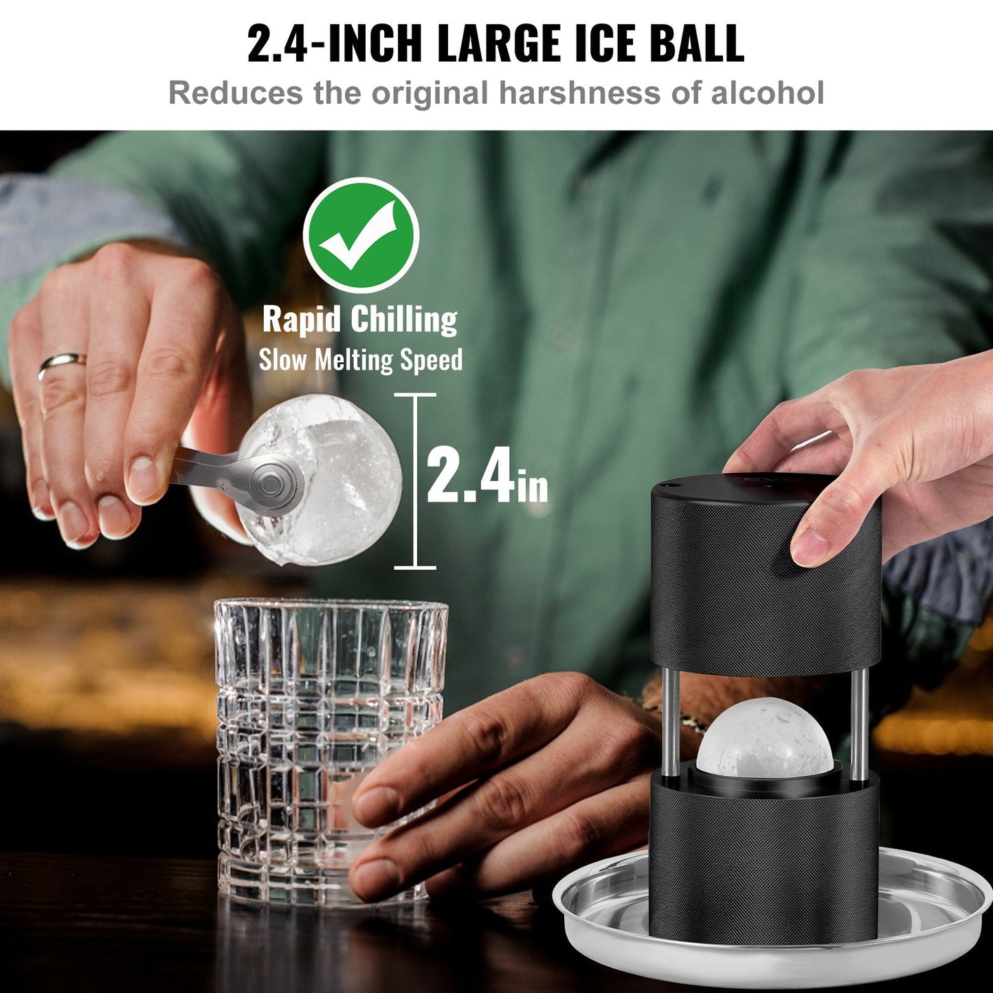 Premium 6cm Ice Ball Maker Kit with Tongs & Tray for Whiskey & Cocktails