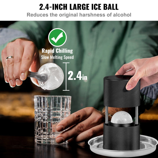 Premium 6cm Ice Ball Maker Kit with Tongs & Tray for Whiskey & Cocktails