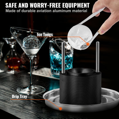 Premium 6cm Ice Ball Maker Kit with Tongs & Tray for Whiskey & Cocktails
