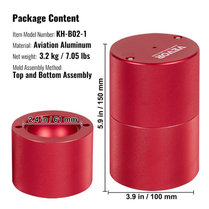 6cm Aluminum Ice Ball Press Kit with Tongs & Drip Tray for Cocktails, Red