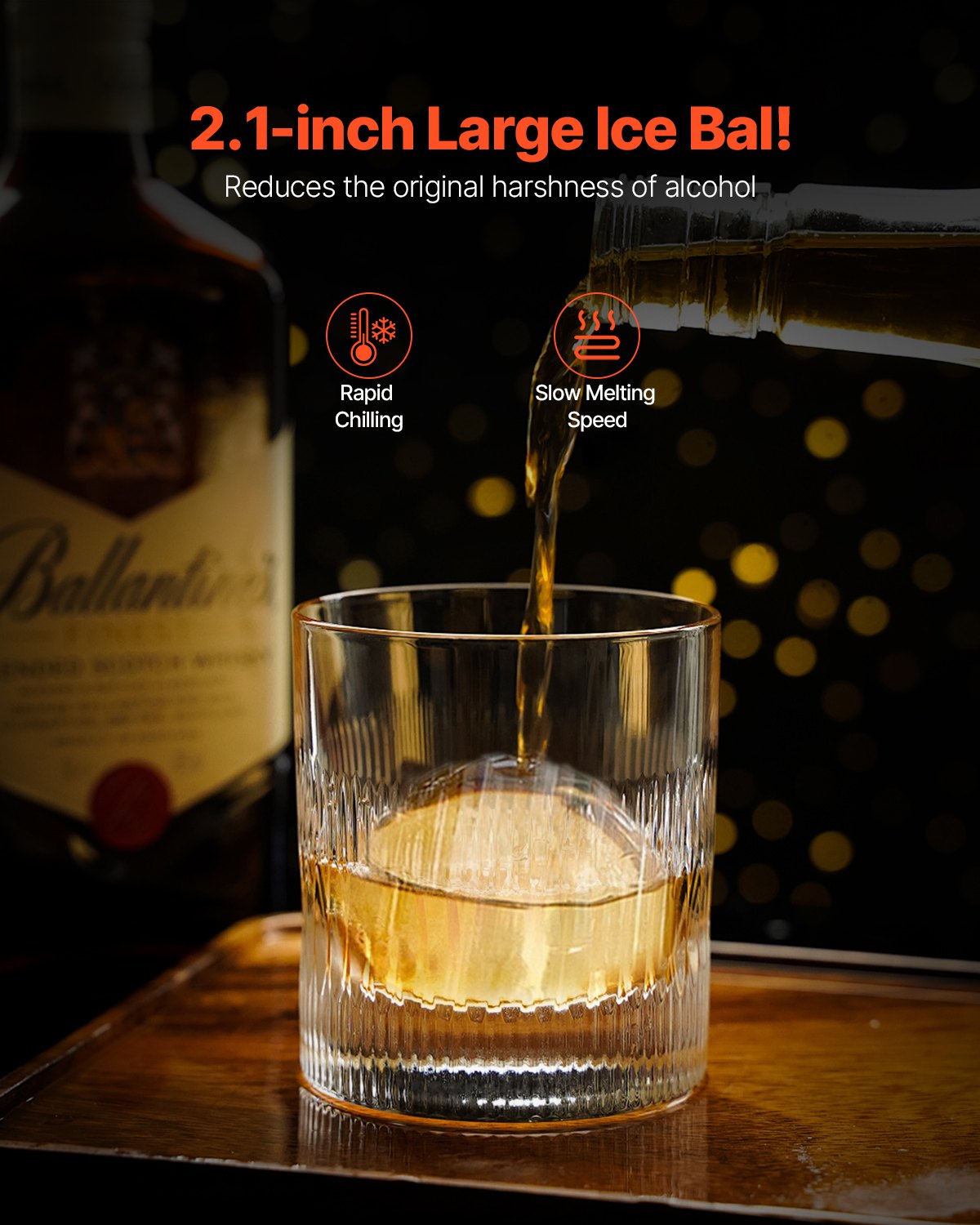 VEVOR Ice Ball Press Ice Ball Maker 2.1"/53mm Ice Press Kit for Whiskey Silver