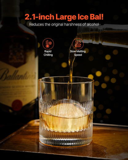 VEVOR Ice Ball Press Ice Ball Maker 2.1"/53mm Ice Press Kit for Whiskey Silver