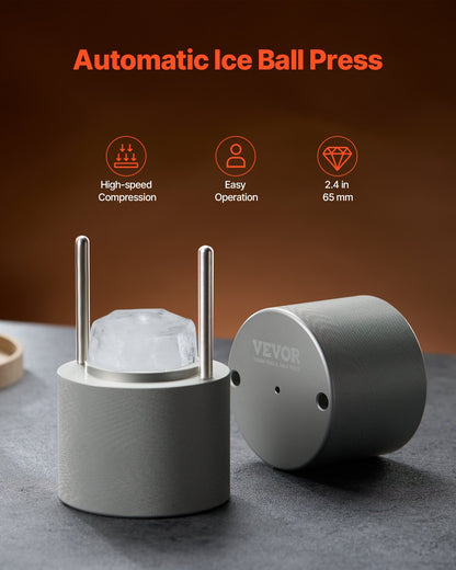 VEVOR Ice Diamond Press Ice Ball Maker 2.4" Diamond Ice Press Kit for Whiskey