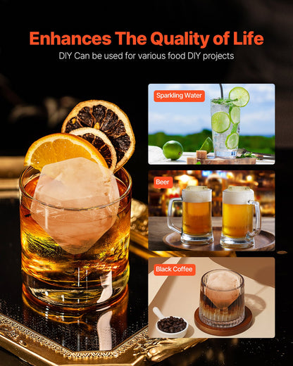 VEVOR Ice Diamond Press Ice Ball Maker 2.4" Diamond Ice Press Kit for Whiskey