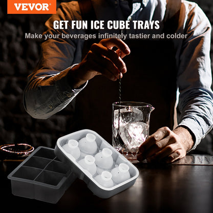 Silicone Ice Trays Set: Sphere & Large Square Molds for Whiskey and Cocktails