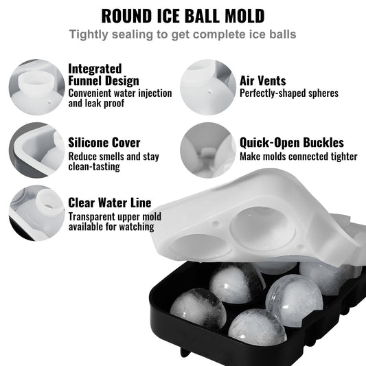 Silicone Ice Trays Set: Sphere & Large Square Molds for Whiskey and Cocktails