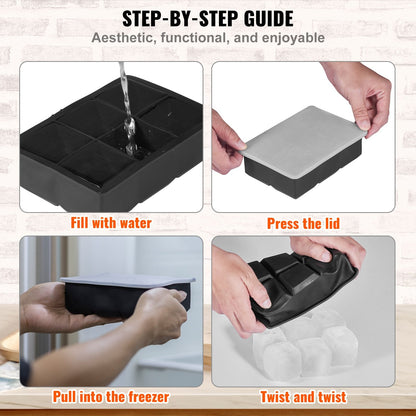 Silicone Ice Trays Set: Sphere & Large Square Molds for Whiskey and Cocktails