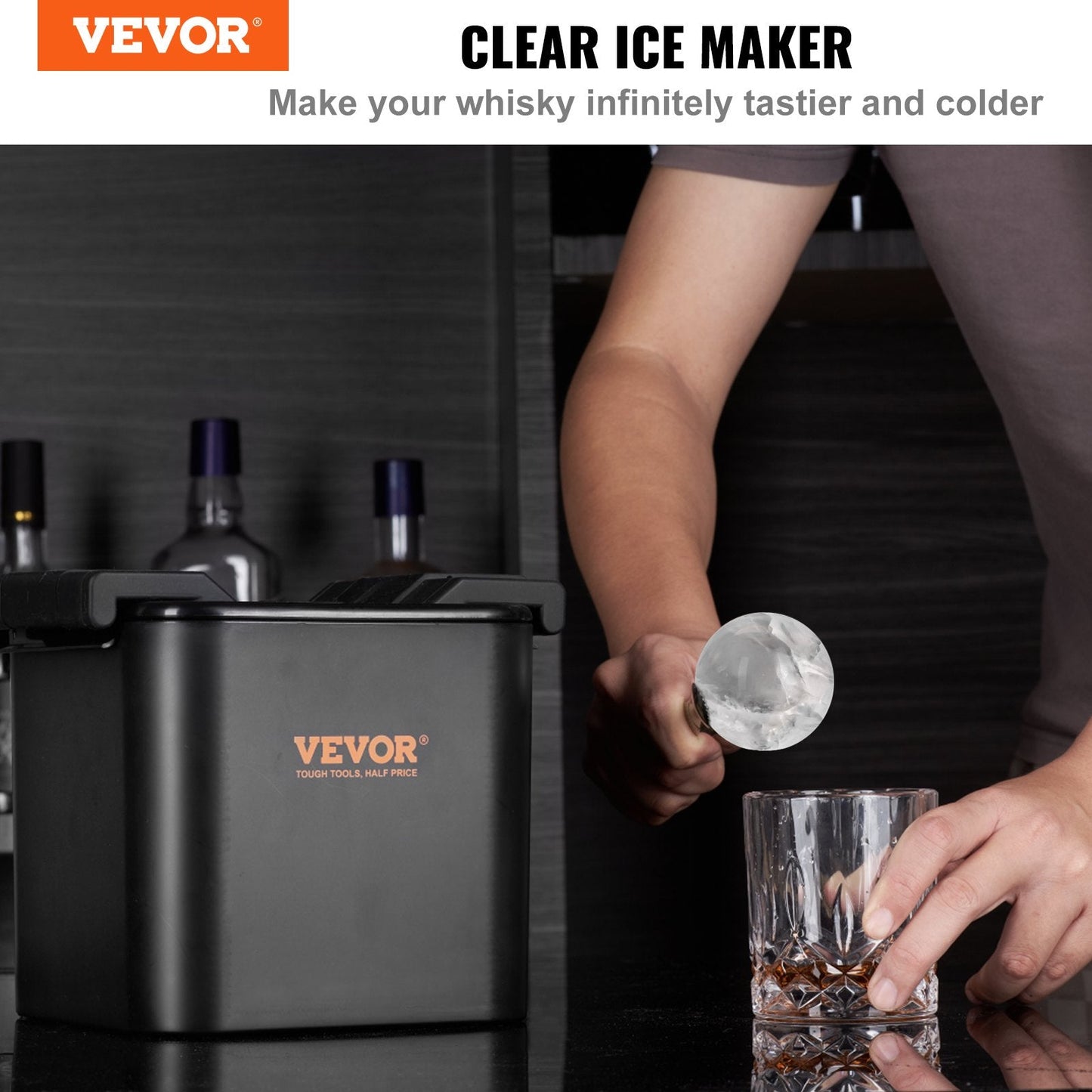 Crystal Clear 6 cm Ice Sphere Maker with Storage Bag and Clamp for Drinks