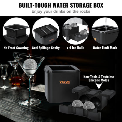 VEVOR Ice Ball Maker, Crystal Clear Ice Ball Maker 2.36inch Ice Sphere with Storage