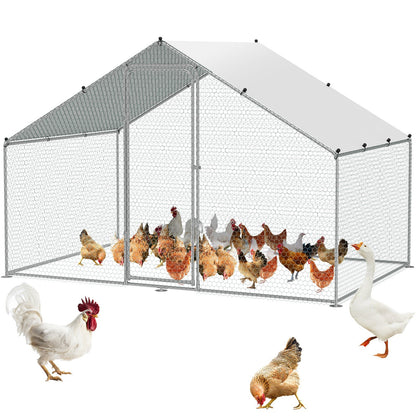 VEVOR Large Metal Chicken Coop,  3x1.97x1.99 m Walk-in Chicken Run with Waterproof