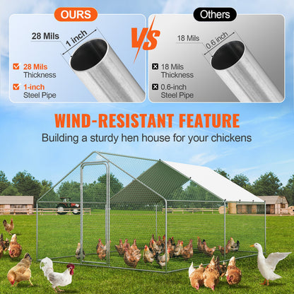 VEVOR Large Metal Chicken Coop, 3x3.93x1.99 m Walk-in Chicken Runs for Yard with