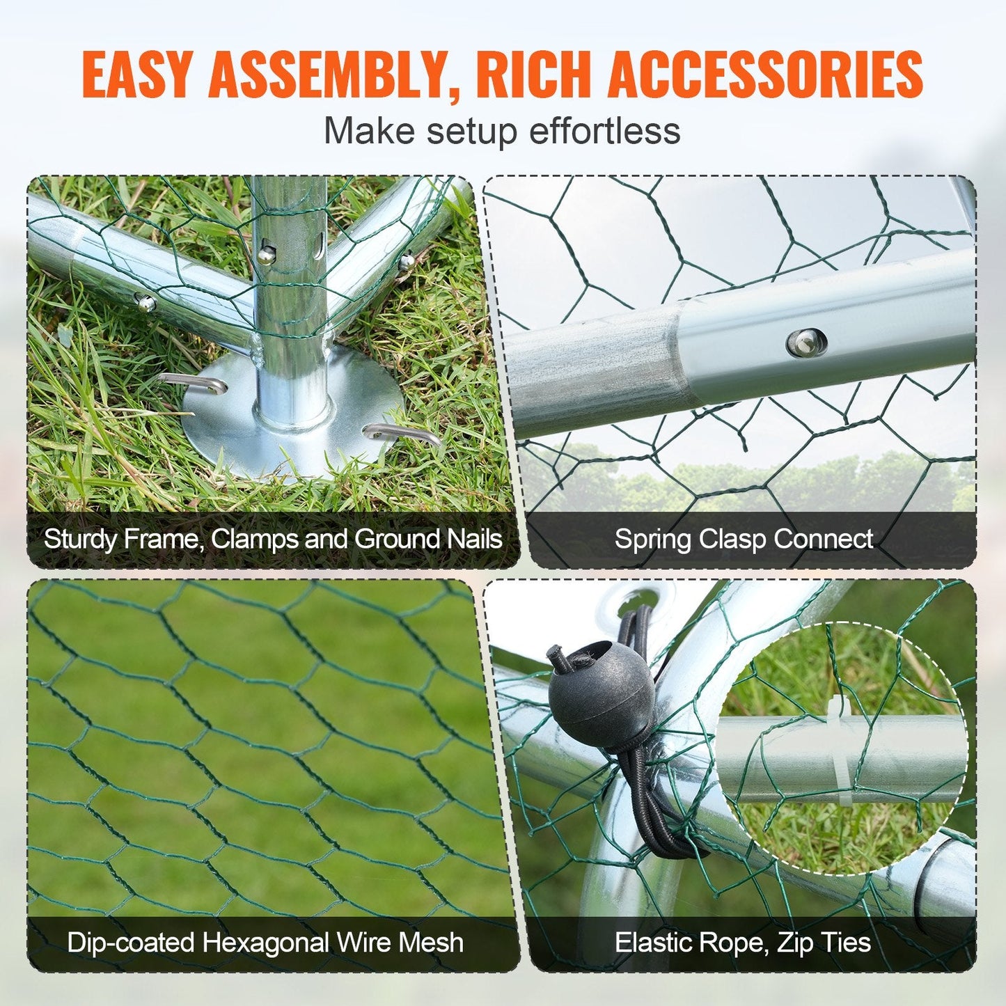 Large Walk-in Metal Chicken Coop with Cover, 3x3.93x1.99 m Hen House