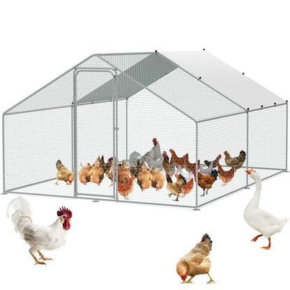 VEVOR Large Metal Chicken Coop, 3x3.93x1.99 m Walk-in Chicken Runs for Yard with