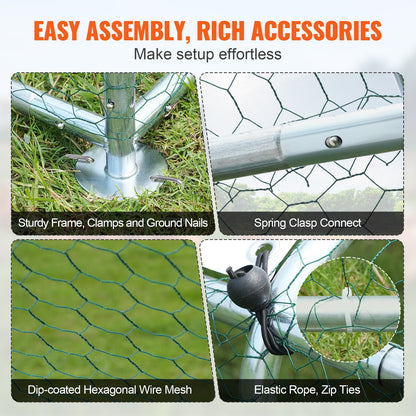 VEVOR Large Metal Chicken Coop, 9.8x12.9x6.5 ft Walk in Chicken Run for Yard with