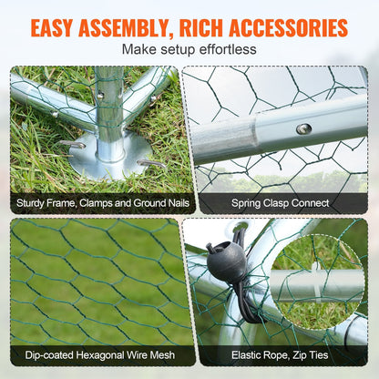 Large Metal Chicken Coop with Waterproof Cover and Secure Lock for Outdoors