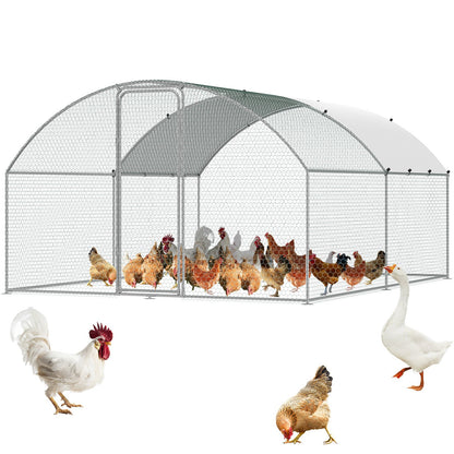 VEVOR Large Metal Chicken Coop, 9.8x12.9x6.5 ft Walk in Chicken Run for Yard with