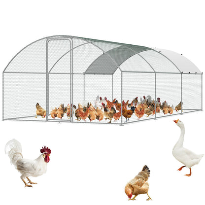 VEVOR Large Metal Chicken Coop with Run, 9.8x19.3x6.5 ft Walk-in Chicken Runs for