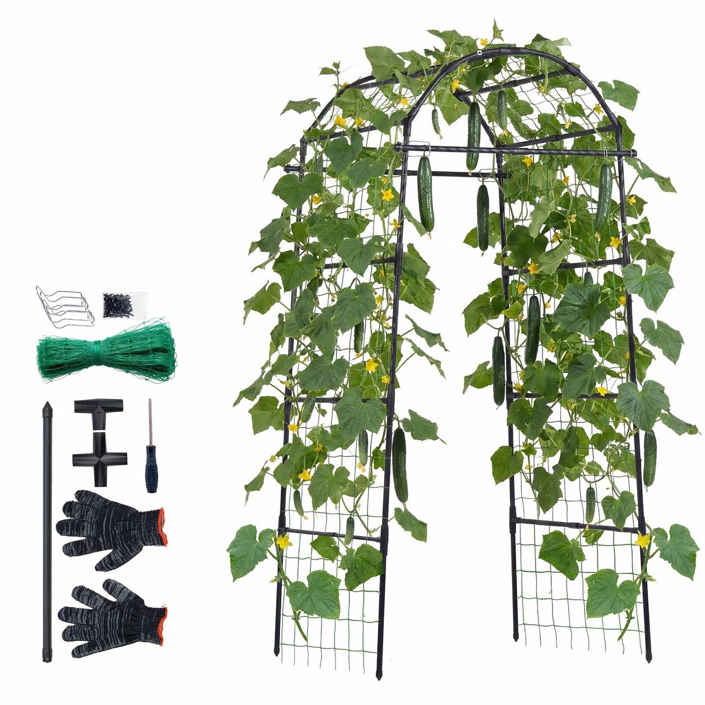 Cucumber Trellis, U-Shape Garden Trellises for Raised Bed, Metal Arch Plant Support for Vine, Climbing Plants Outdoor, Peas, Beans, Zucchini, Tomato, Squash, Flower (813 x 800 x 2050 mm)